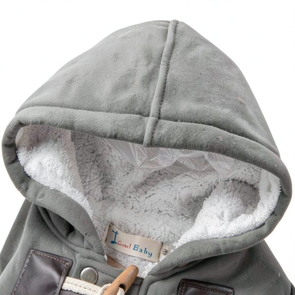 LadayPoa Baby Boys Hooded Fleece Jacket Grey 12 Months Soft Cotton-5