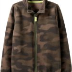 Carters Simple Joys Boys Fleece Jacket Dark Green Camo Zip Up-0