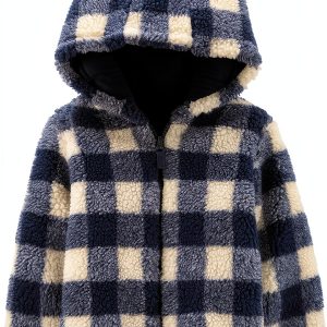Sherpa Baby Jacket Simple Joys by Carter's Navy/ Ivory Unisex 5T-0